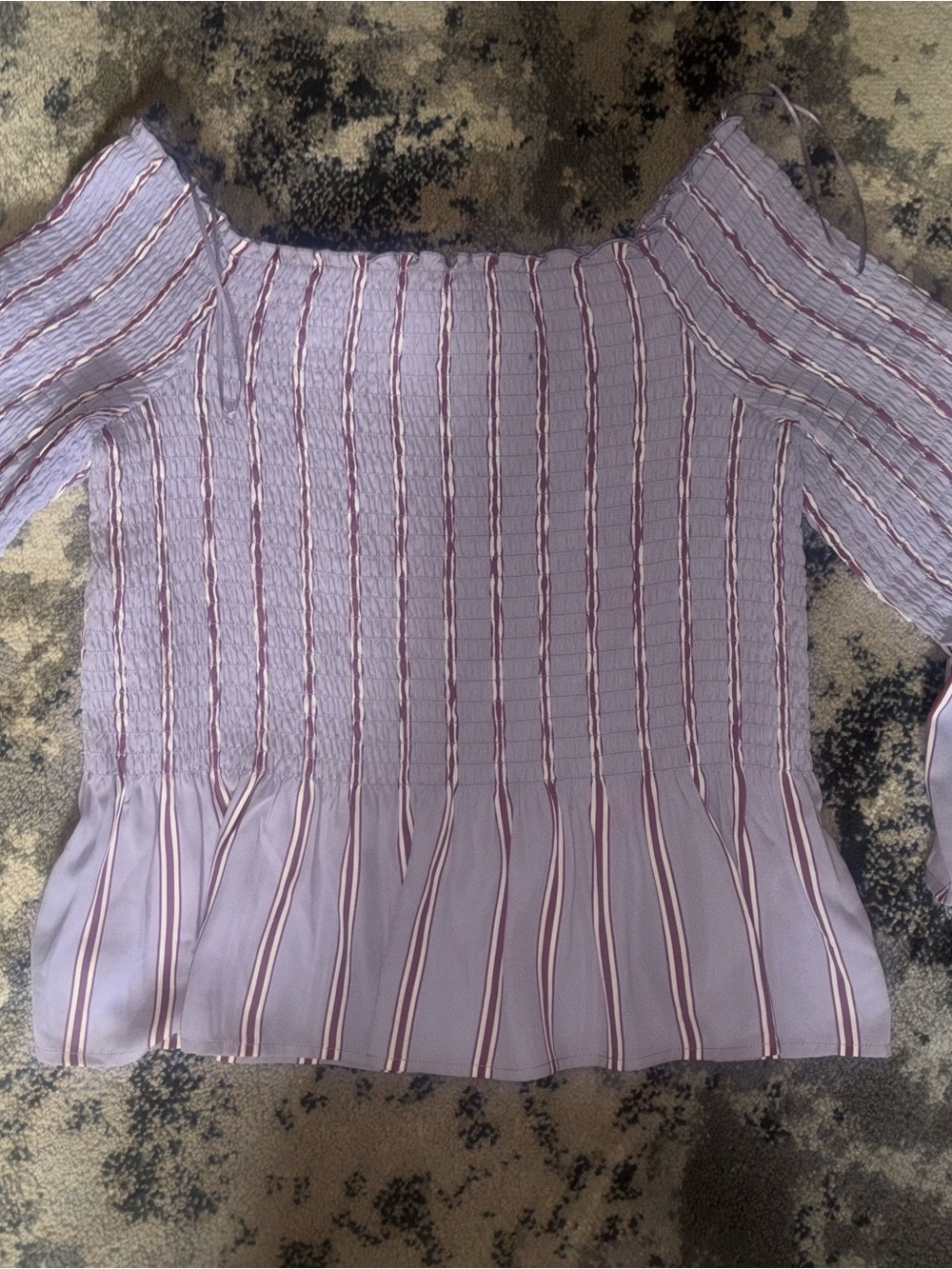 Candie's Lavender Striped Smocked Peplum Blouse